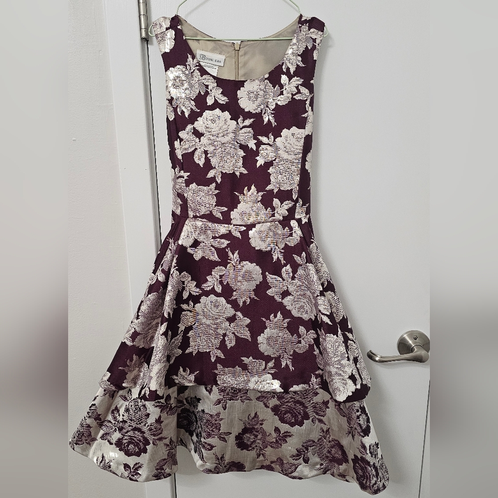 Bonnie Jean Burgundy and Silver Dress